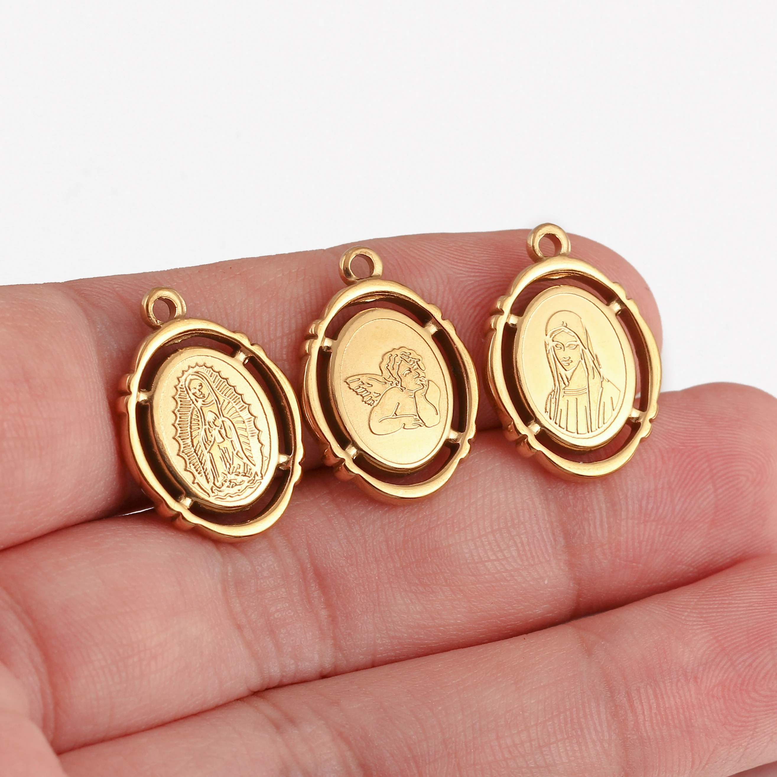 3Pcs Stainless Steel Angel/Virgin Mary Charms for Bracelet Earrings Necklace Pendants Making Handmade DIY Jewelry Making Finding