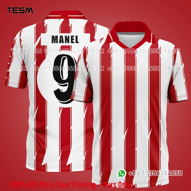 TESM Family Matching Retro Football Polo Shirt, Men's Soccer Jersey Style Short Sleeve, Casual Sports Fan Top