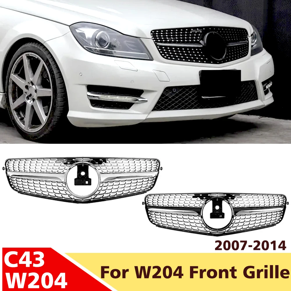Suitable for Mercedes Benz C-Class W204 07 2008 2009 2011 2012 2014 C180 C200 C250 C300 C350 Diamond style front grille