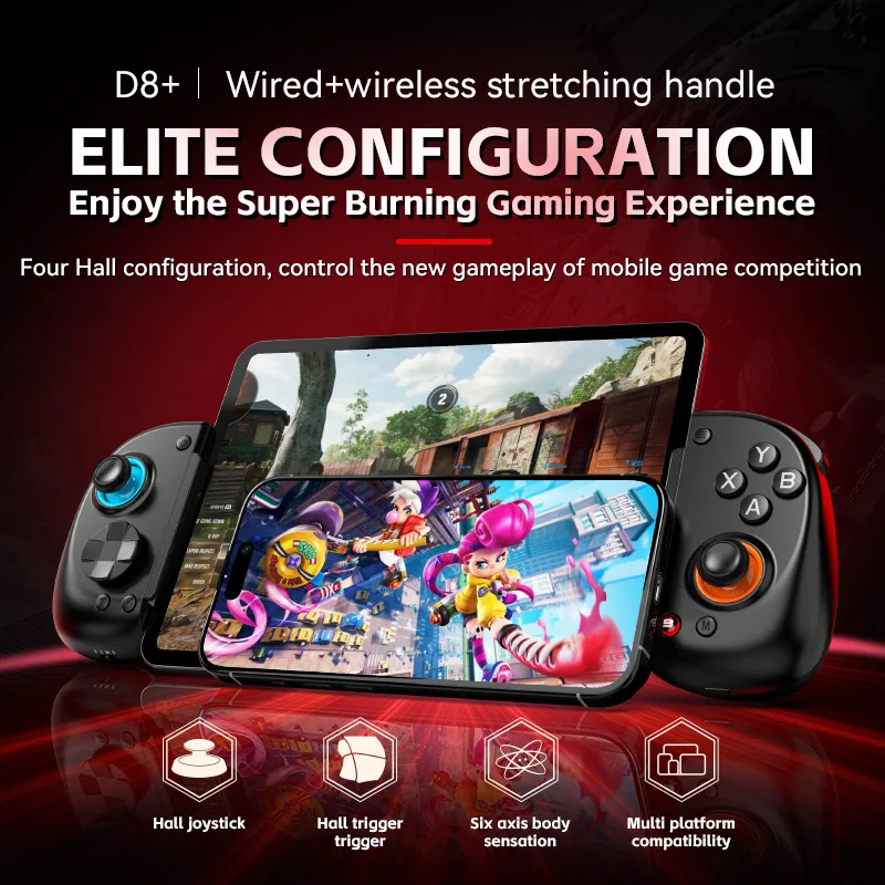 D8+ Wireless Stretching Gaming Controller for PC/PS3/Swicth Bluetooth Gamepad Motor Vibration Telescopic Game Controller TURBO