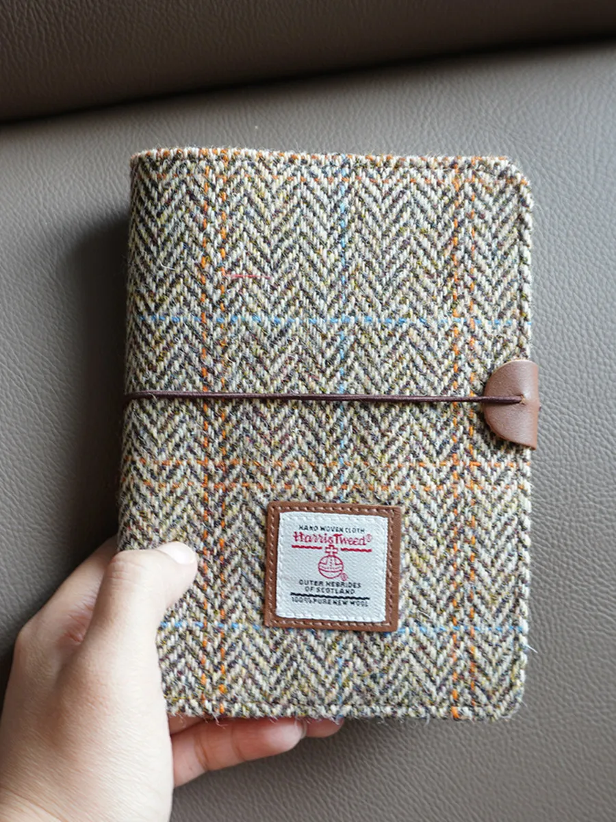 copertina-per-quaderno-harris-tweed-in-tweed-grezzo-a6-taccuino-da-viaggio-vintage