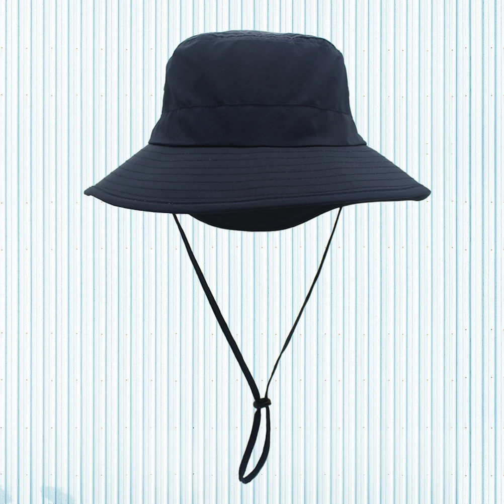 

Unisex Sun Outdoor Breathable Wide Brim Tail Big Solid Color Sun Hat UV Protection Fishing Hat Solid Color Lanyard
