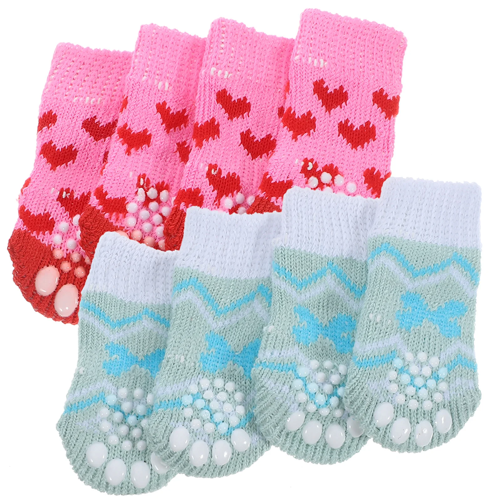 

4Pairs Washable Dog Paw Protectors Comfortable Cotton Socks for Pets Non-Slip Design Easy on Off Portable Solution for Travel