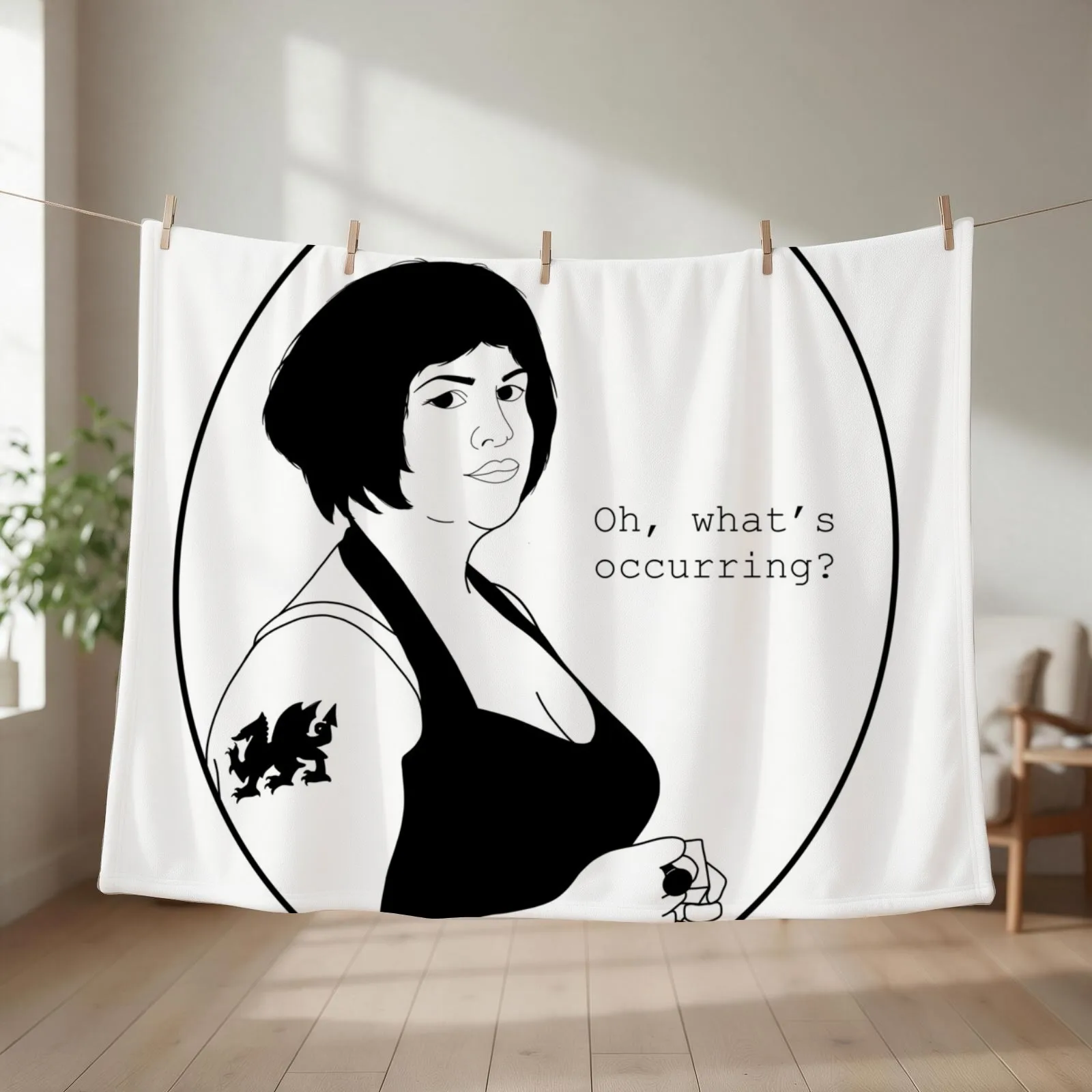 Oh, what's occurring? - Nessa Gavin & Stacey Line art Throw Blanket couch cozy soft plush fuzzy picnic outdoor blanket