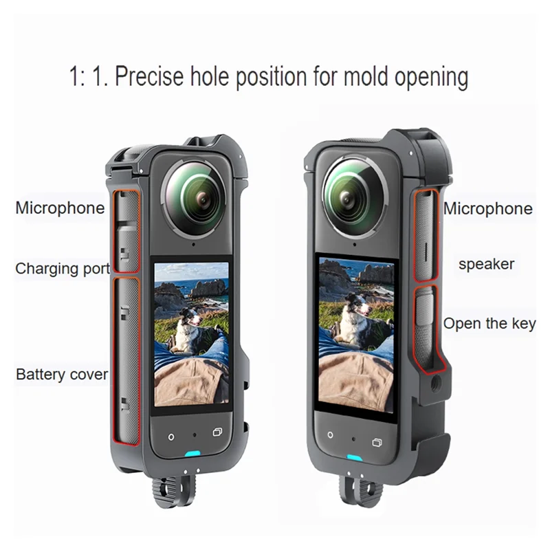 AA60-Insta 360 X4 Accessories Aluminum Frame Shell Cage Case Alloy Protector Bracket Adapter Extra Coldshoe For Insta 360 X4