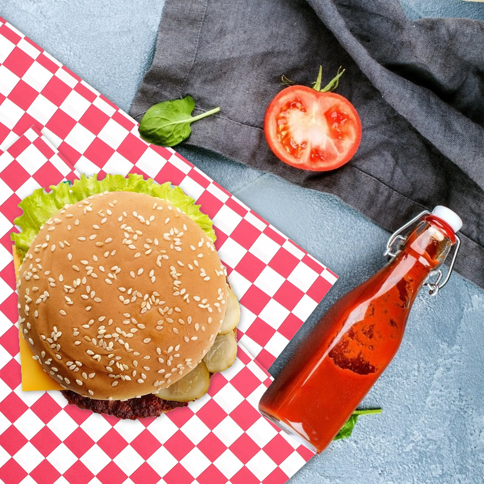 

200pcs Pizza Parchment Paper Baking Paper Pads Checkered Oil Absorbing For Bread Cookies Cakes Snack Mat Baking Kitchen Tool