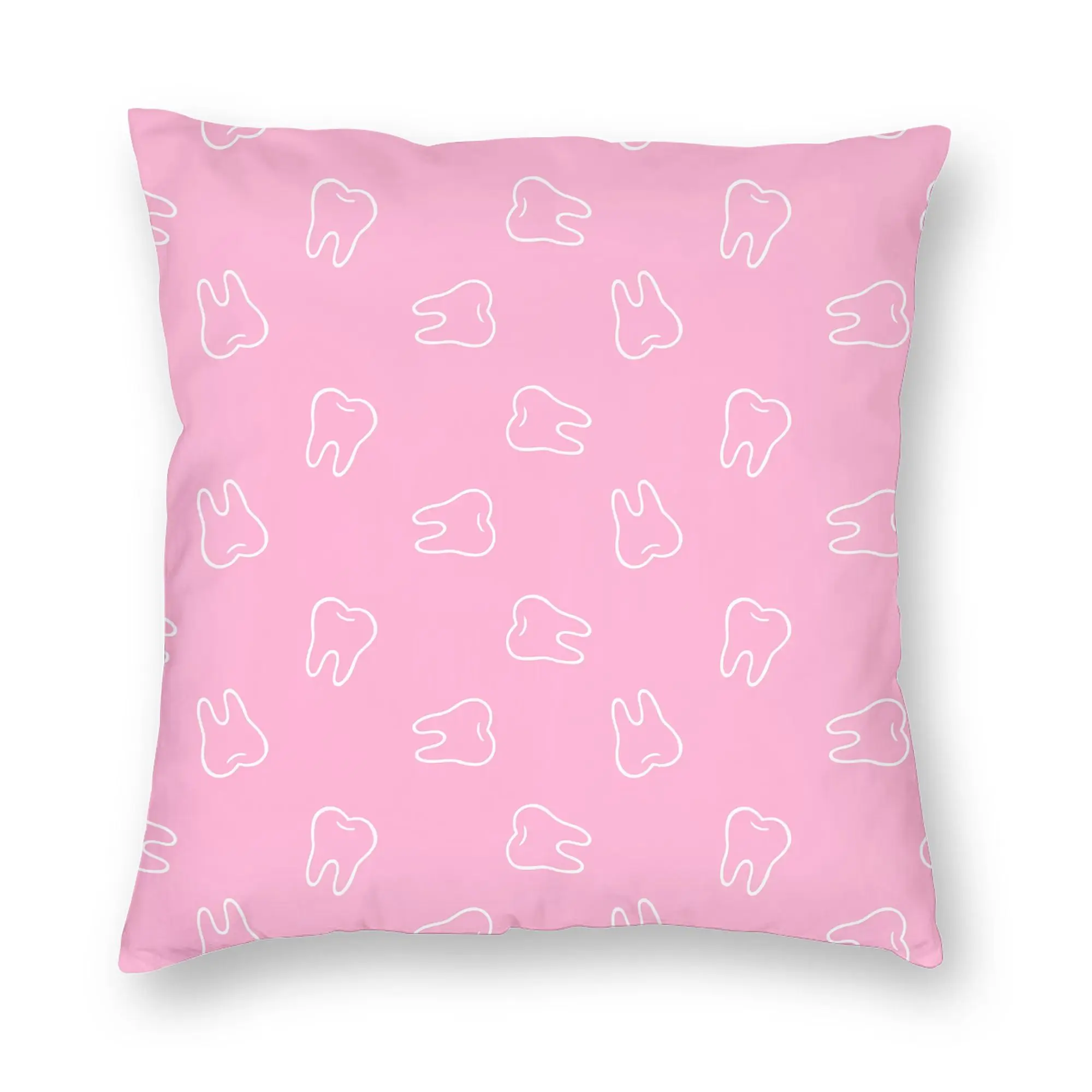 Tooth Party Pink Pillow Case Home Decor Kawaii  Outdoor Cushions Square Pillowcase