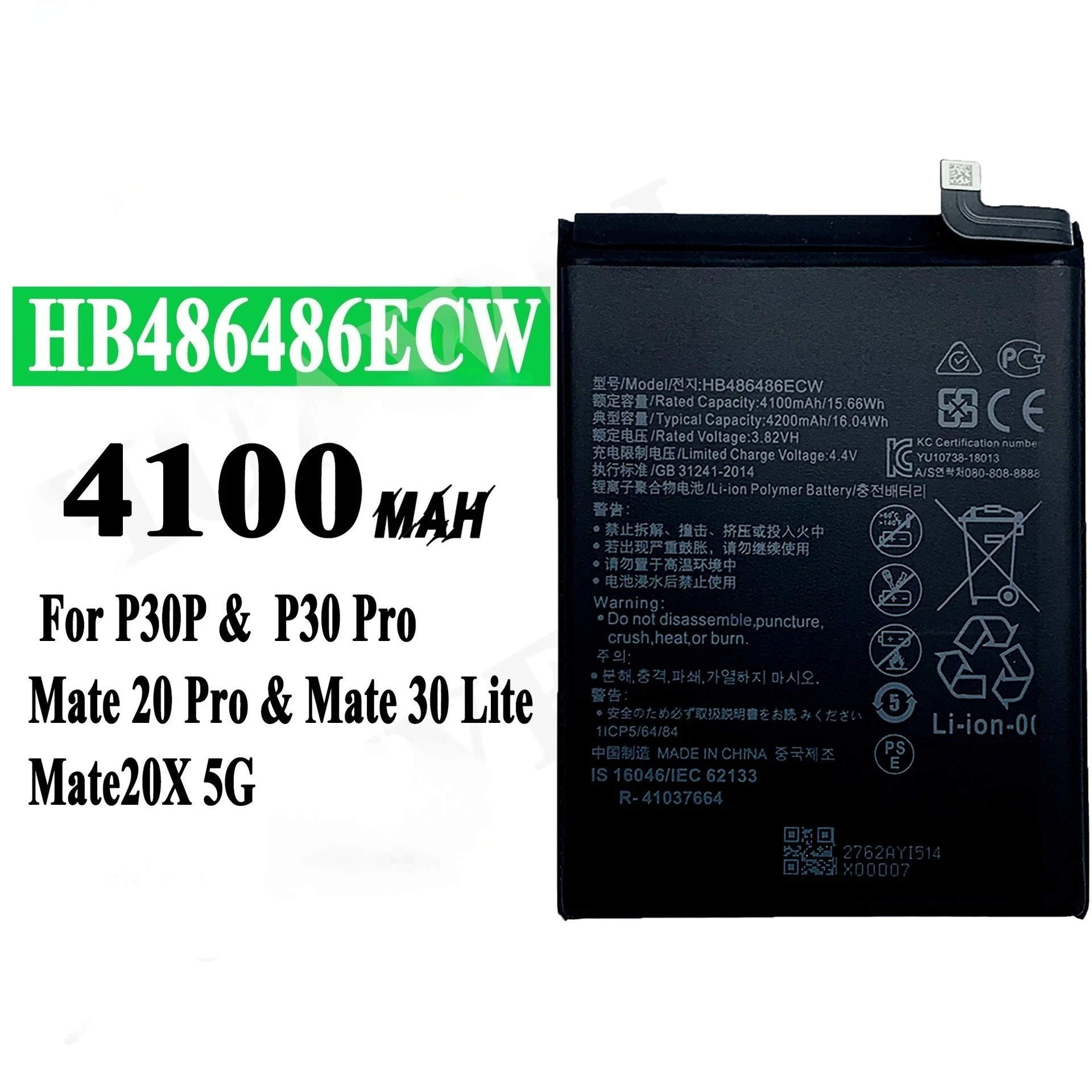 3.8V High Quality 4100mAh HB486486ECW Mobile Phone Battery for Huawei P30 Pro Mate20 Pro 30 Lite Batteries