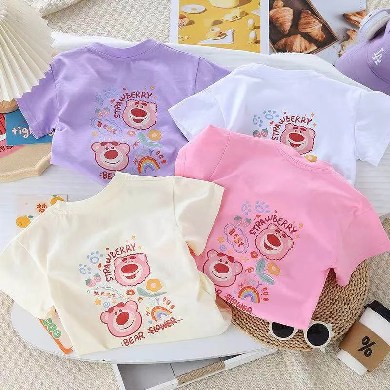 

Pure Cotton Boys and Girls Summer Short-sleeved T-shirt New Trend Summer Children's Versatile Half-sleeved Casual Top