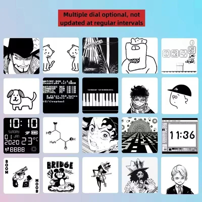 ESP32 Display e-ink Smart Watch programmabile regolabile quadrante fai da te stampante 3D custodie CNC sviluppatore Bluetooth e Wi-Fi personalizzato