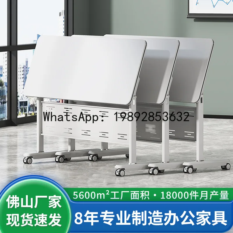 

DSA Movable Meeting Room Folding Training Table and Chair Combination Splicing Long Table with Wheels Institution Coaching