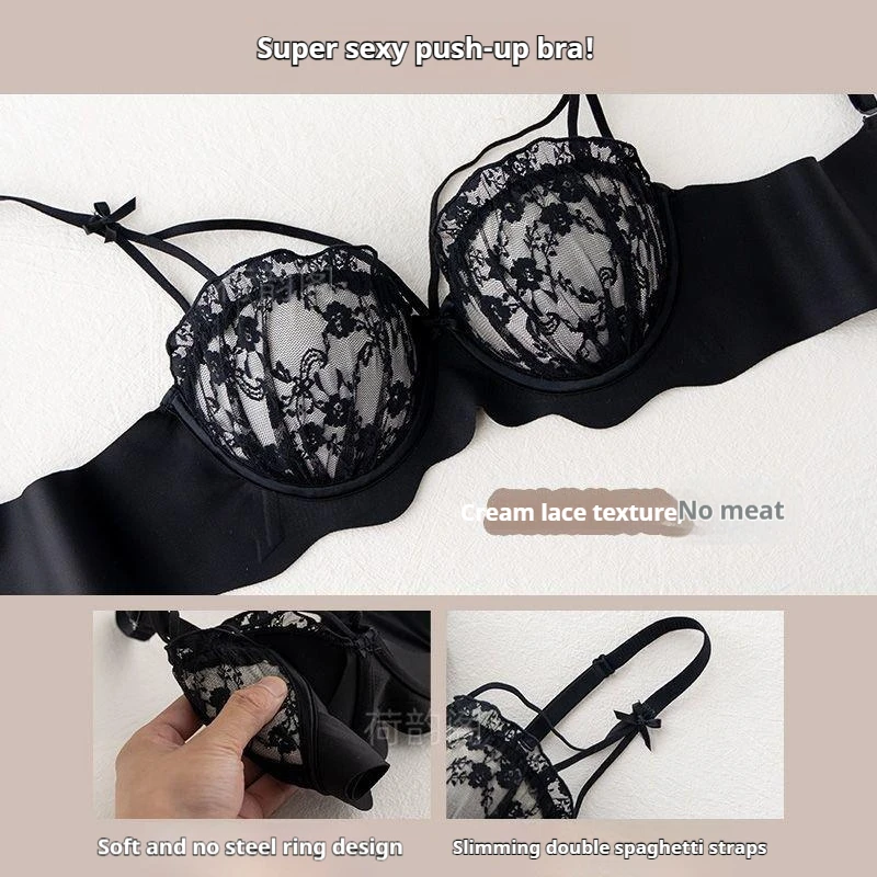 หน้าอกขนาดเล็ก Lift Bra เซ็กซี่ลูกไม้ Pure Desire ฟรี Tucks รักแร้ Bulges Anti-Sagging Demi ถ้วย Bra ชุดสบายสนับสนุน