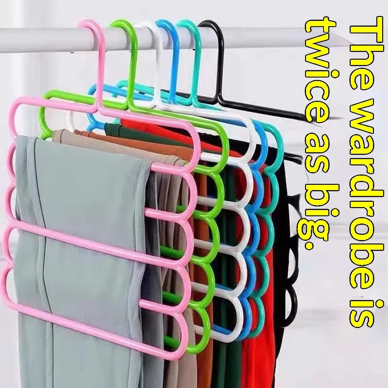 5 Layers Pants Hanger Space Saving Trouser Rack Multi-Layer Clothes Organizer for Wardrobe Jeans Scarf Storage Holder