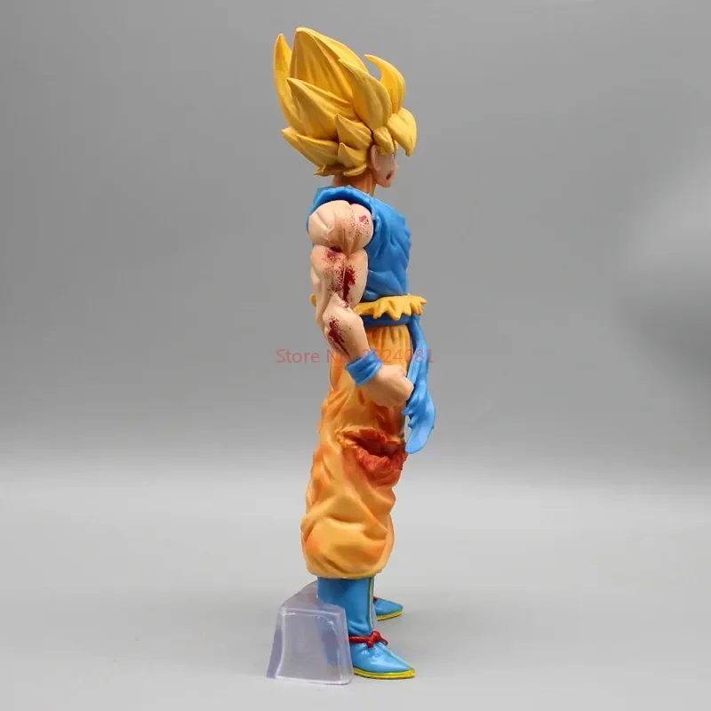 24CM Dragon Ball anime figure KD first super Saiyan battle damaged Goku super large model ornaments can be collected as gifts