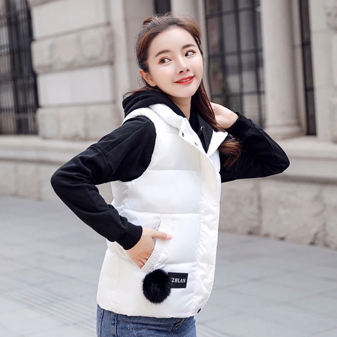 2021 New Autumn  Winter Down Cotton Women's Vest Short Korean Stand Collar Loose Girl Student Coat Vest Leisure Warmth Red