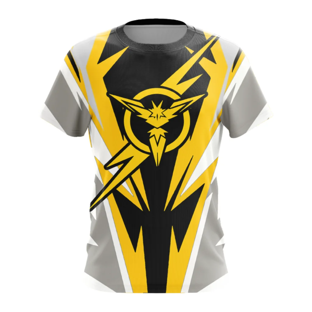 Potdemiel Pokémon Go Team Instinct Zapdos Allover Print Adult Kids Athleisure T-Shirt Family Summer Quick-dry Soft Lightweight