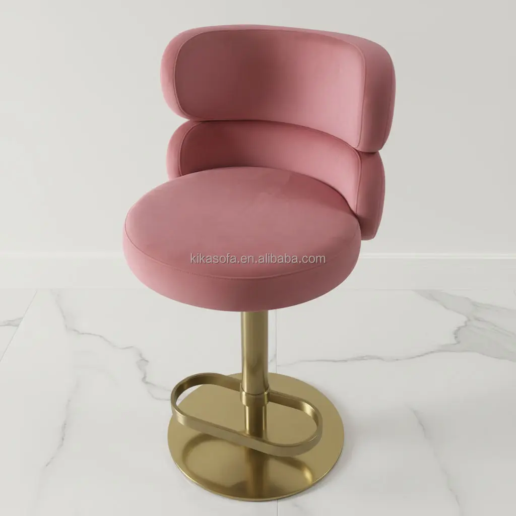 

#Nordic Bar Stool Light Luxury Stainless Steel Bar Height Adjustable Swivel Backrest Pedestal Base Home Modern Hotel