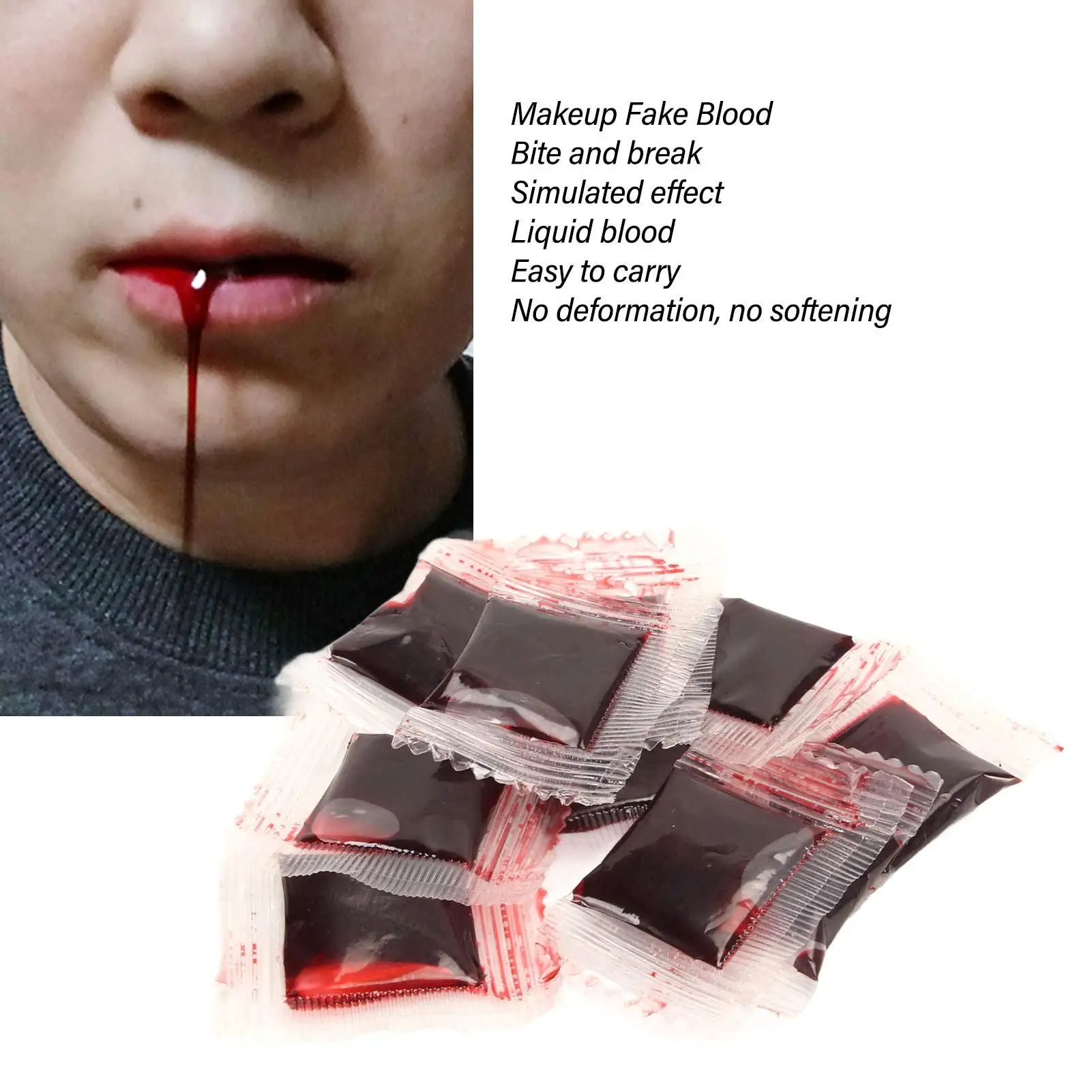 3ml Washable Makeup Fake Blood for Halloween TV - Simulated Effects, Safe Material, Small Bags