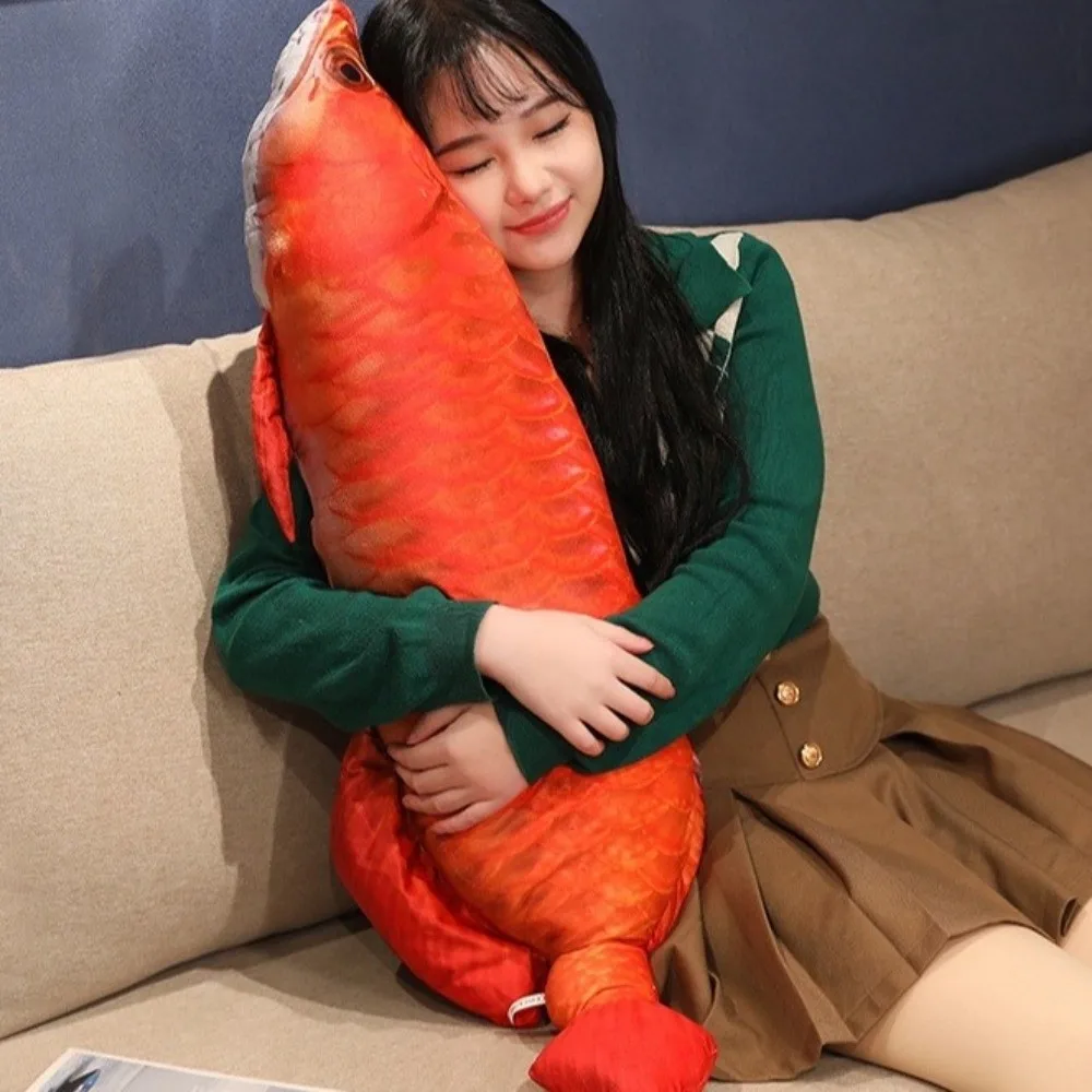 Cuddleable Soft Arowana Plush Toys Lifelike Elongated Body Stuffed Fish Doll Cute Fish Plush Pillow Sofa Decor
