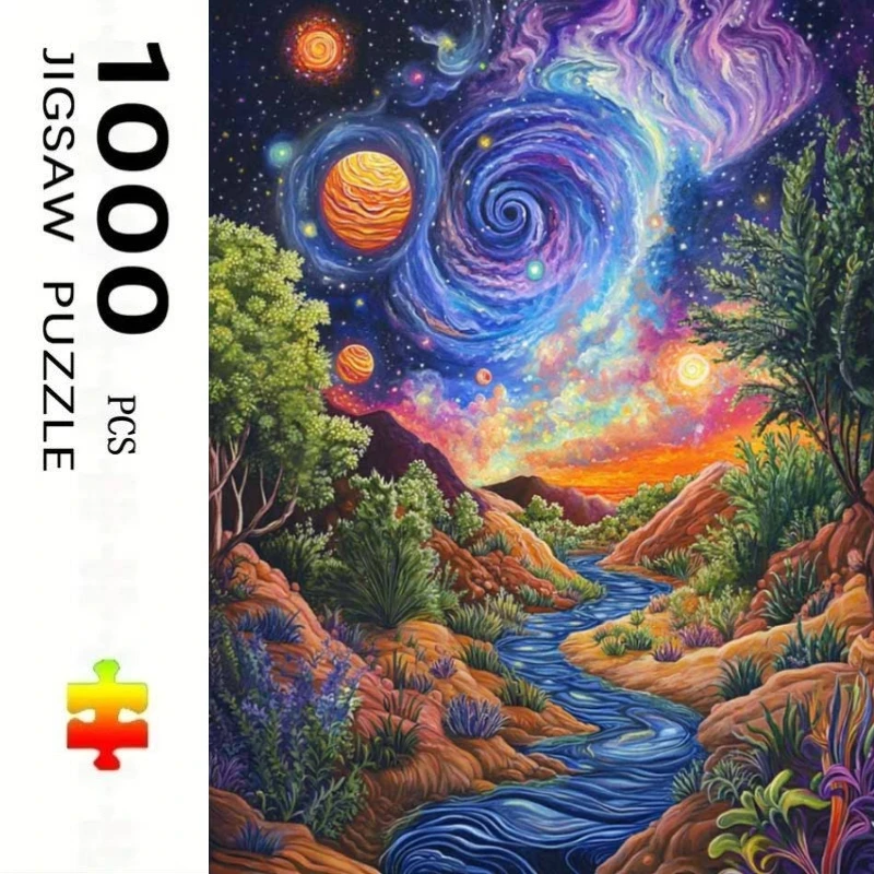 500/1000pcs for Adults Jigsaw Puzzle Nature and The Universe Complex Patterns, Portable Box for Family Games Educational Toys