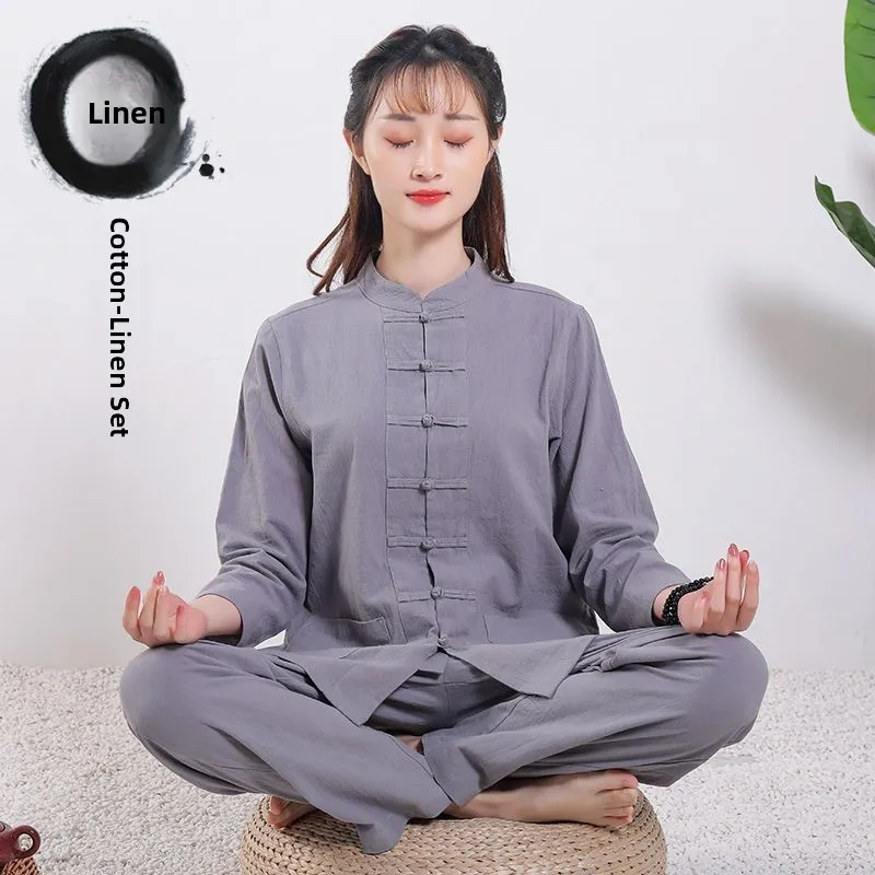 

Chuanxi Men's And Women's Traditional Chinese Zen Meditation Clothes Set Cotton 00% Comfortable Leisurely Sle Sitting Clothes