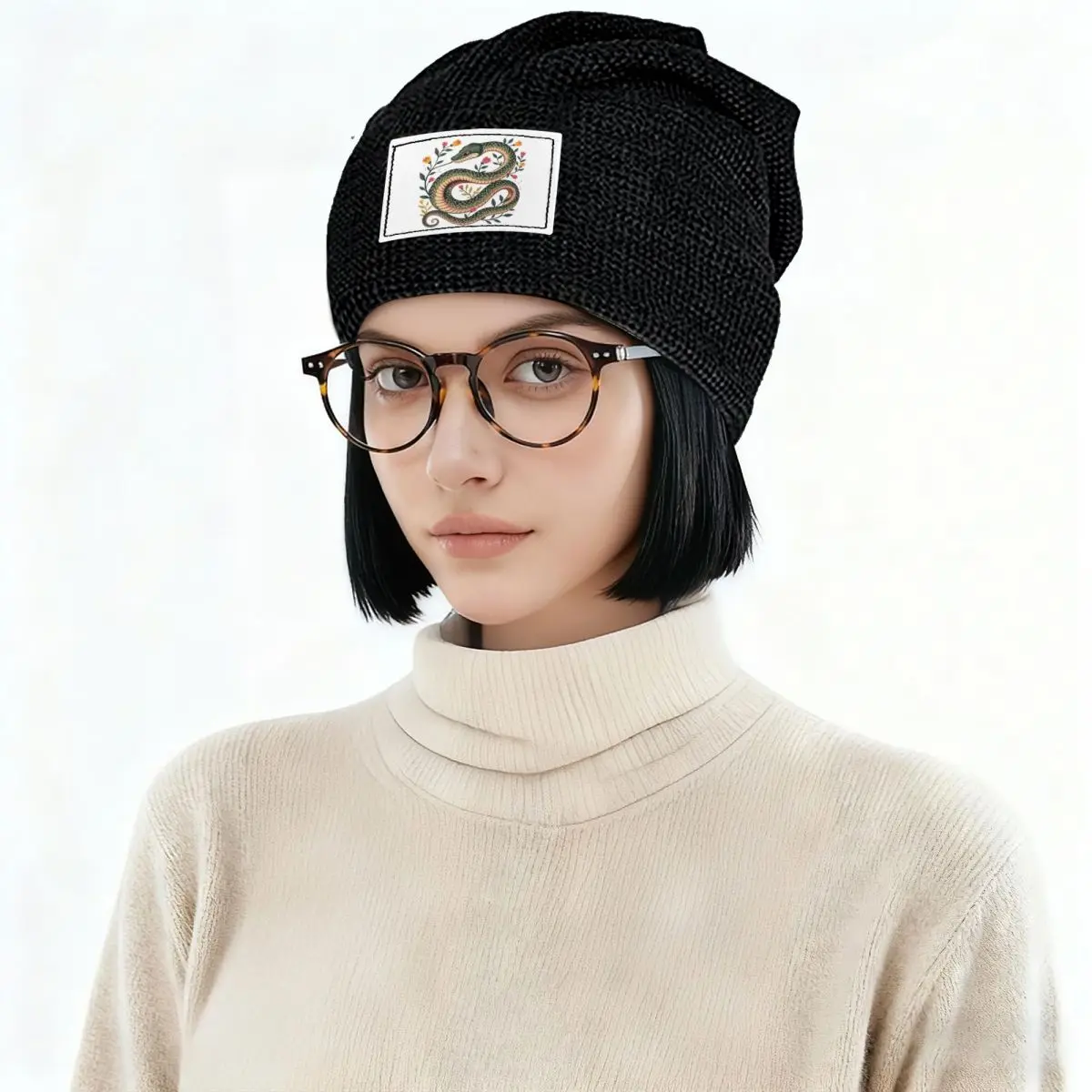 Botanical Serpent Nature Inspired Warm Fleece-Lined Cap Fashion Bonnet Hat Autumn Winter Outdoor Beanies Hats for Unisex Adult