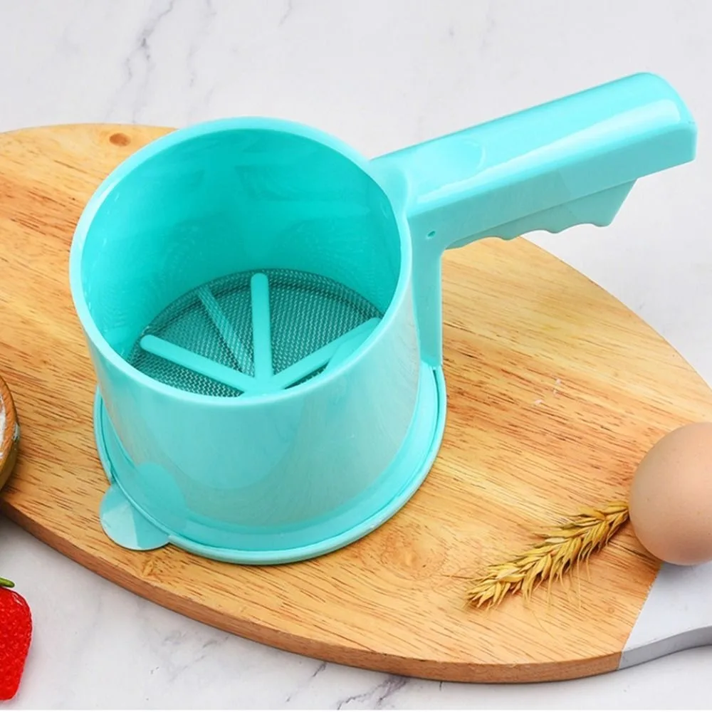 Professional Semi-automatic Handheld Flour Sifter Plastic with Scale Flour Filter Fine Mesh Manual Baking Sieve Cake