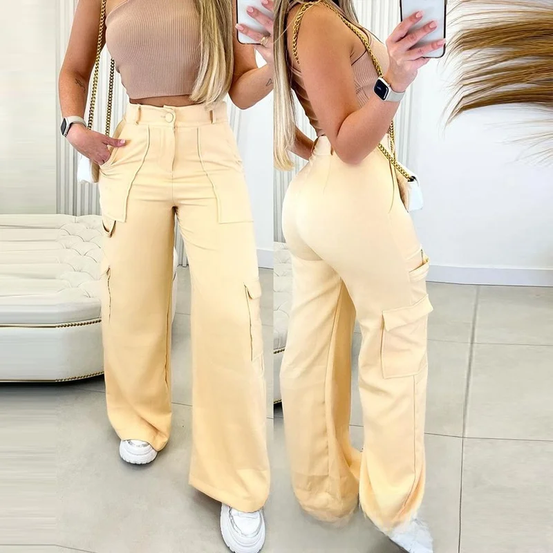 ارتفاع الخصر واسعة Legeen عارضة السراويل النسائية السراويل الطويلة مريحة فضفاضة تناسب Faionable زائد حجم بوت ارتداء