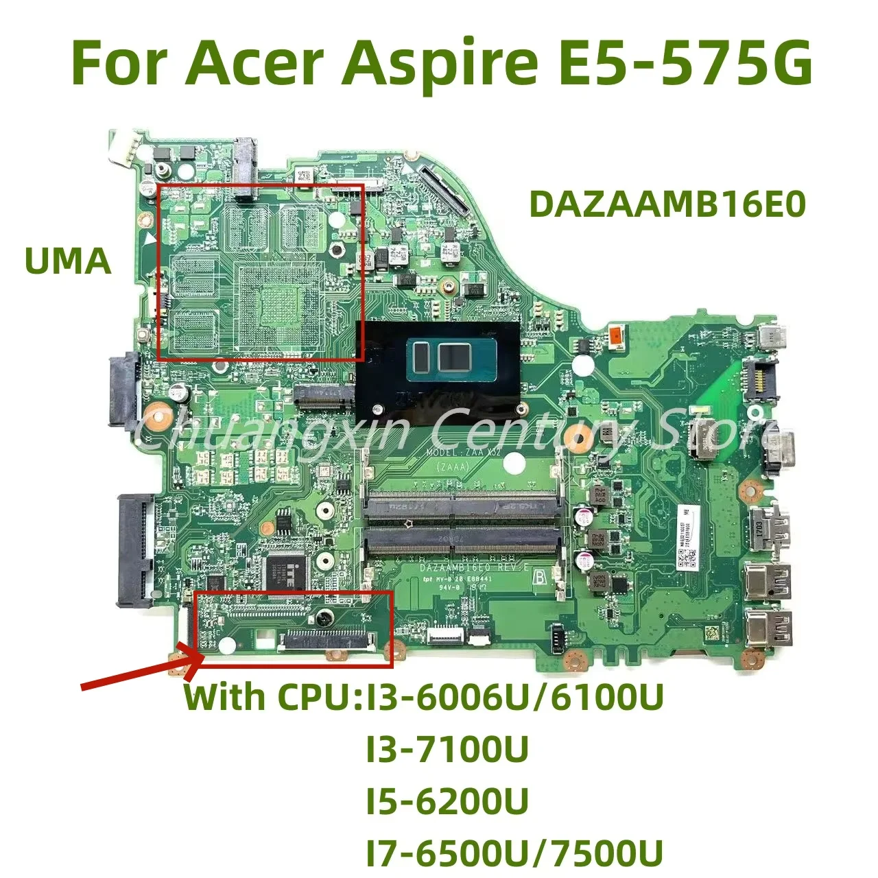 

DAZAAMB16E0 DA0ZAAMB8D0 для Acer Aspire F5-573 E5-575 E5-575G Материнская плата для ноутбука с процессором I3 I5 I7-6TH/7TH UMA или графическим процессором 940MX 2G