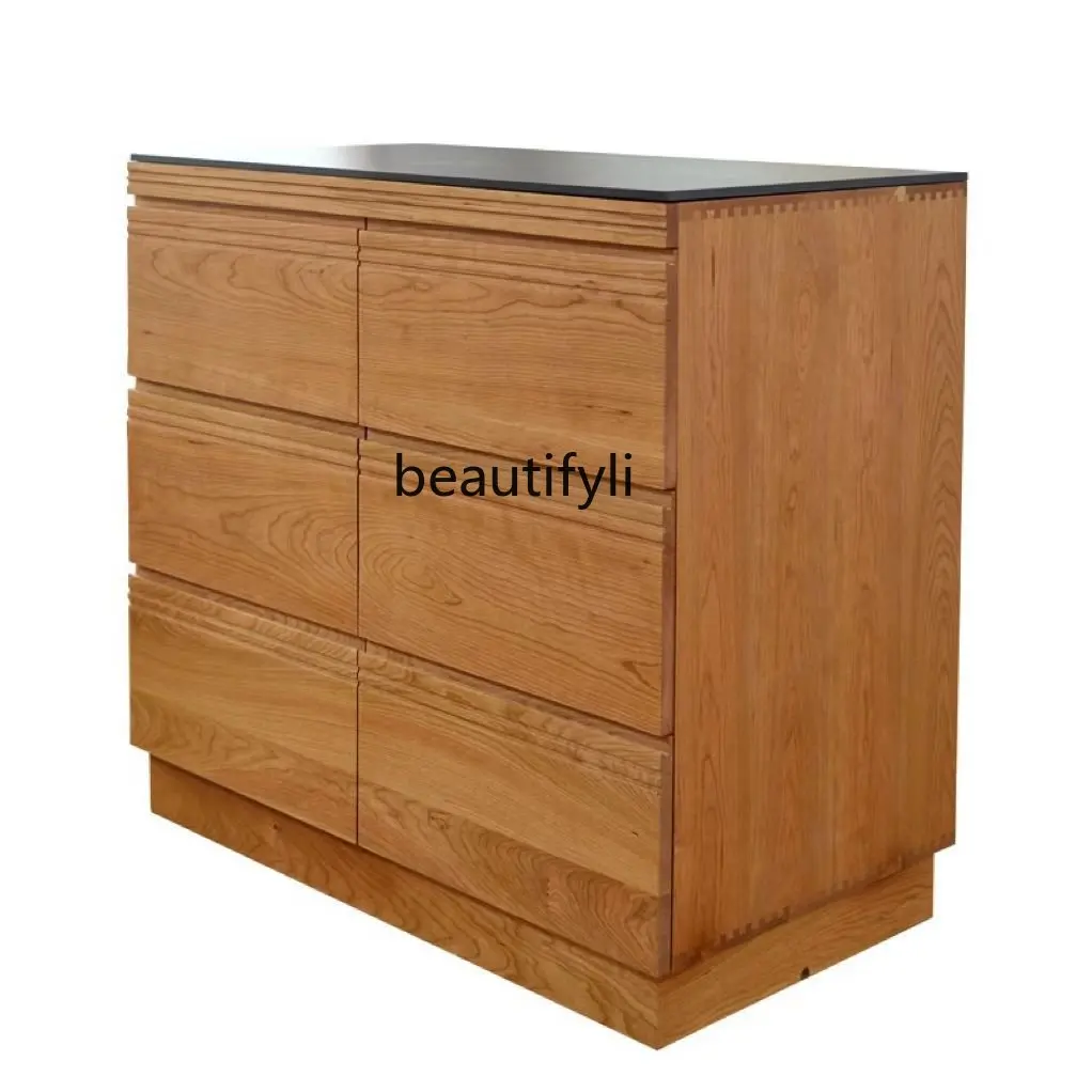 

Solid Wood Stone Plate Bar Storage Cabinet Solid Wood Cabinet Locker Living Room Small Apartment Multi-Functional