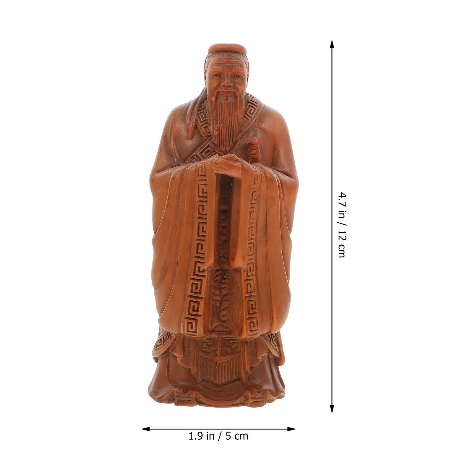 Authentic Confucius Decoration Solid Boxwood Carving Exquisite Detailing Desktop Tabletop Adornment Home Office Restaurant Gift