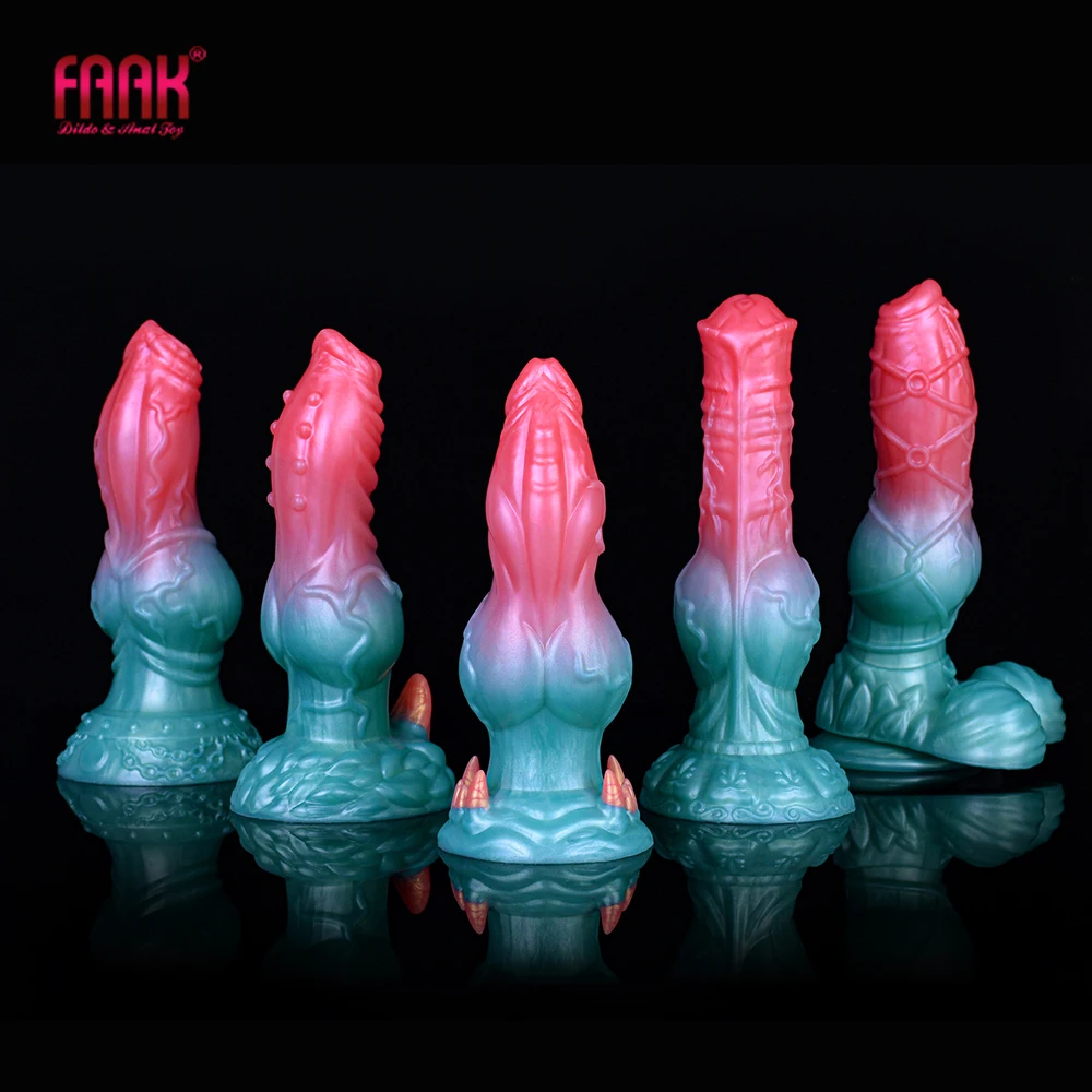 FAAK-consolador de silicona con ventosa para hombre y mujer, pene grande, tapón Anal, nudo de perro de fantasía, Juguetes sexuales, masturbador