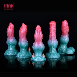 FAAK-consolador de silicona con ventosa para hombre y mujer, pene grande, tapón Anal, nudo de perro de fantasía, Juguetes sexuales, masturbador femenino, Big Dong