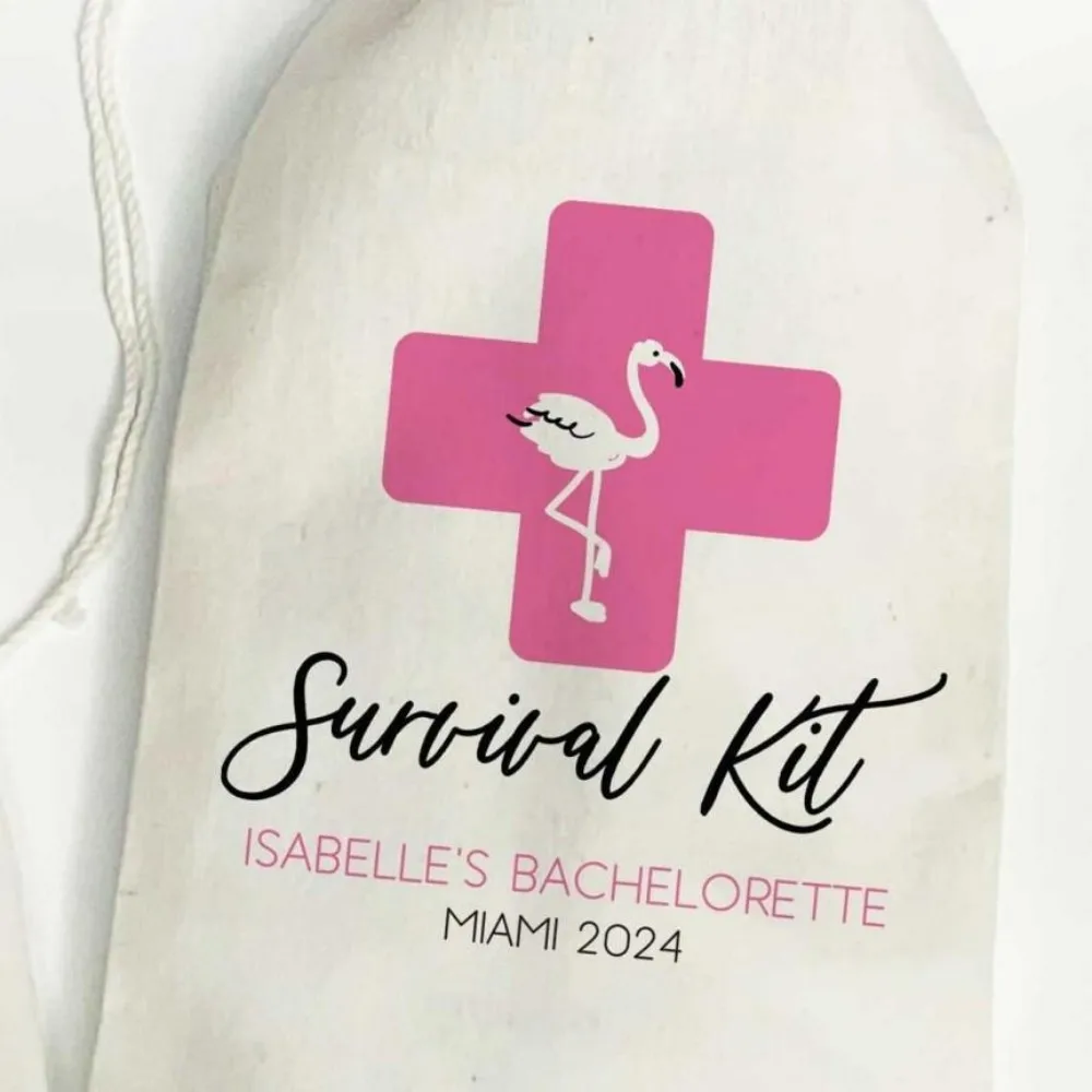 Sacs de kit de survie personnalisés, sacs de faveur d'anniversaire, kits de récupération de gueule de bois personnalisés pour voyage de filles, faveurs de fête d'enterrement de vie de jeune fille, 25 pièces