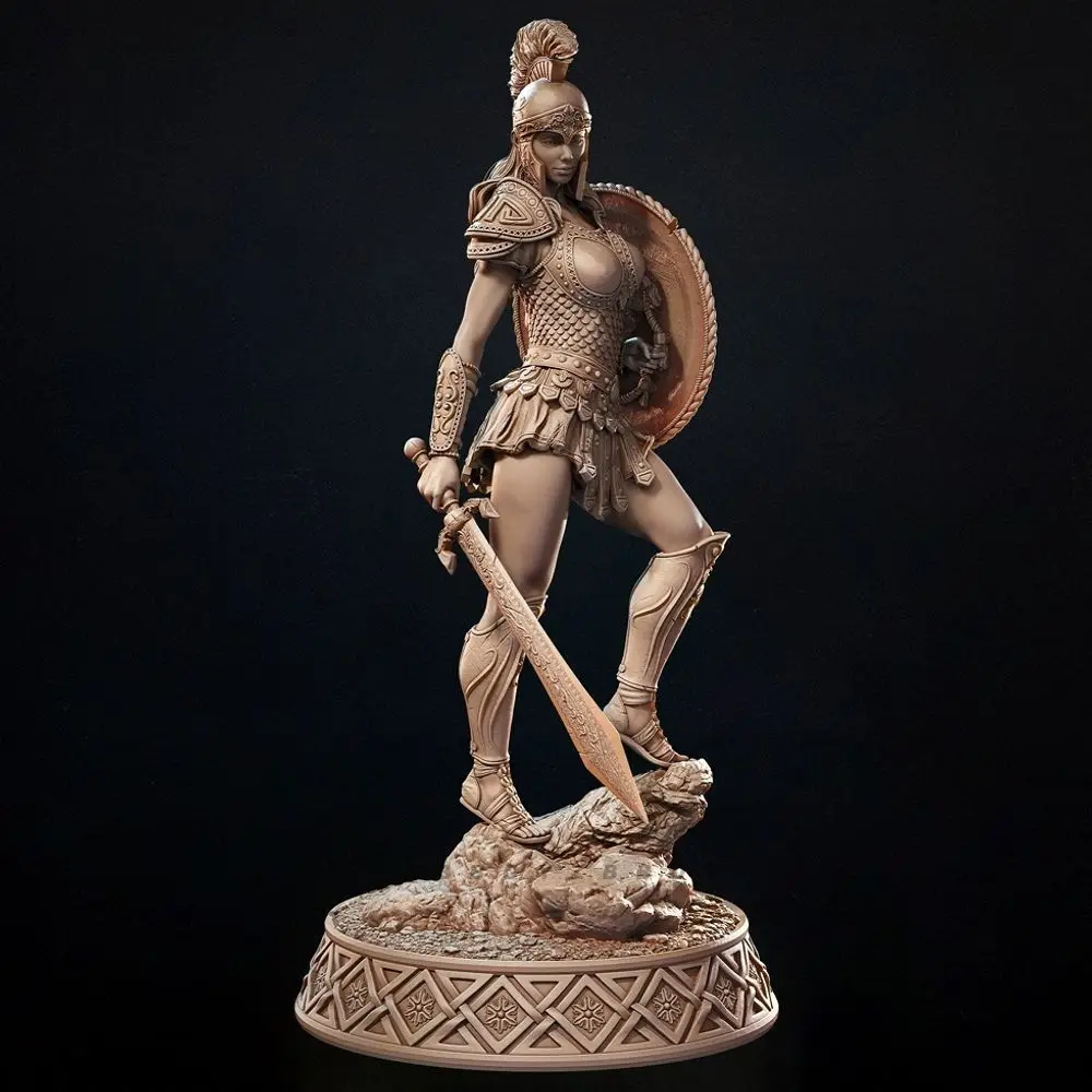 1/24 مقياس 75 مللي متر ارتفاع الراتنج الشكل الروماني امرأة المحارب تجميع أطقم منمذجة المفككة وغير مصبوغ ثلاثية الأبعاد لعبة الطباعة 1272 #1