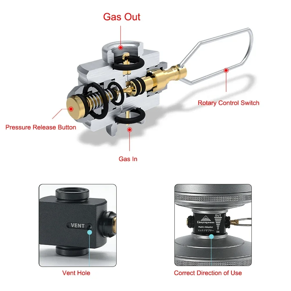 Gas Canister Refill Premium Gas Transfer Adapter for Camping Efficiently Refill Canisters with Black Valve Shifter