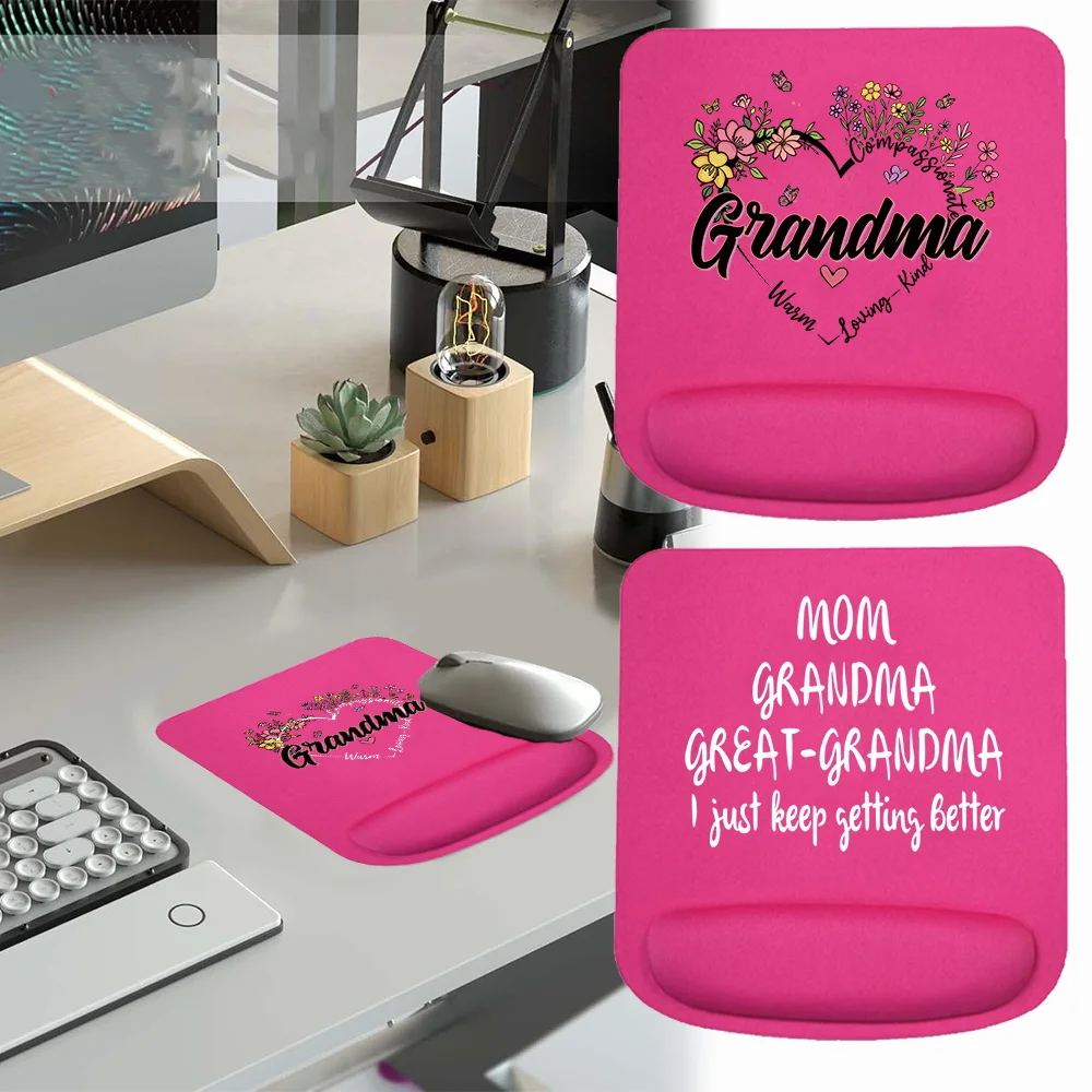 Mice Mat Soft Mousepad Square Mouse Mat Anti-Slip for Gel Wrist Support Wristband Mouse Mat Pad for Grandma Pattern