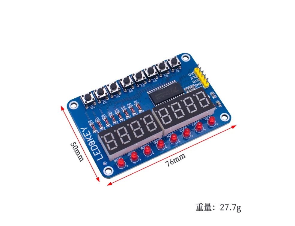 Módulo de exibição LED com teclado TM1638: display LED de 8 dígitos com teclado, compatível com Ardiuno/51