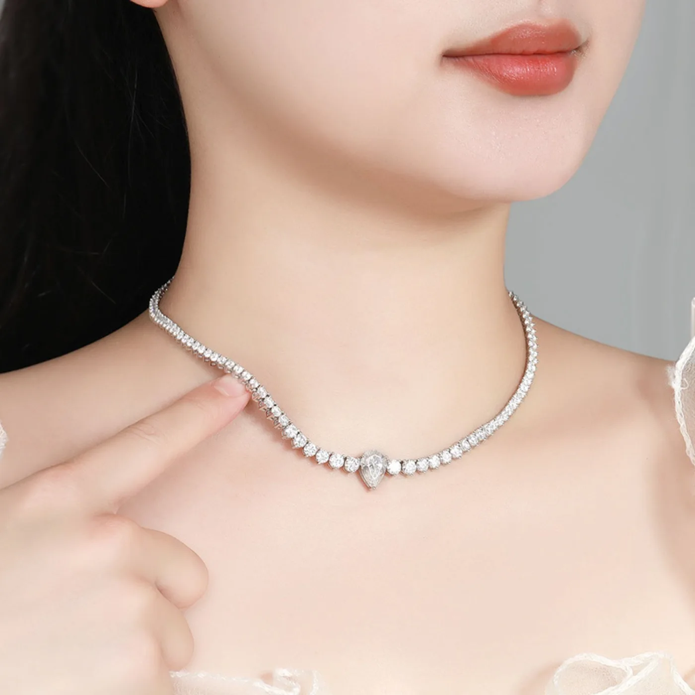 SongYun Luxury Jewelry 925 Sterling Silver Tennis Chain Necklace For Women Men Moissanite Diamond Tennis Necklaces Fine Jewelry