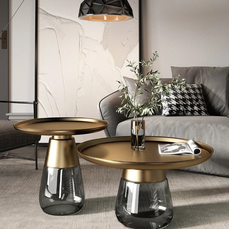 Minimalist Coffee Table Light Luxury Sofa Side Table Home Mobile Small Coffee Table Gold-Plated Brushed