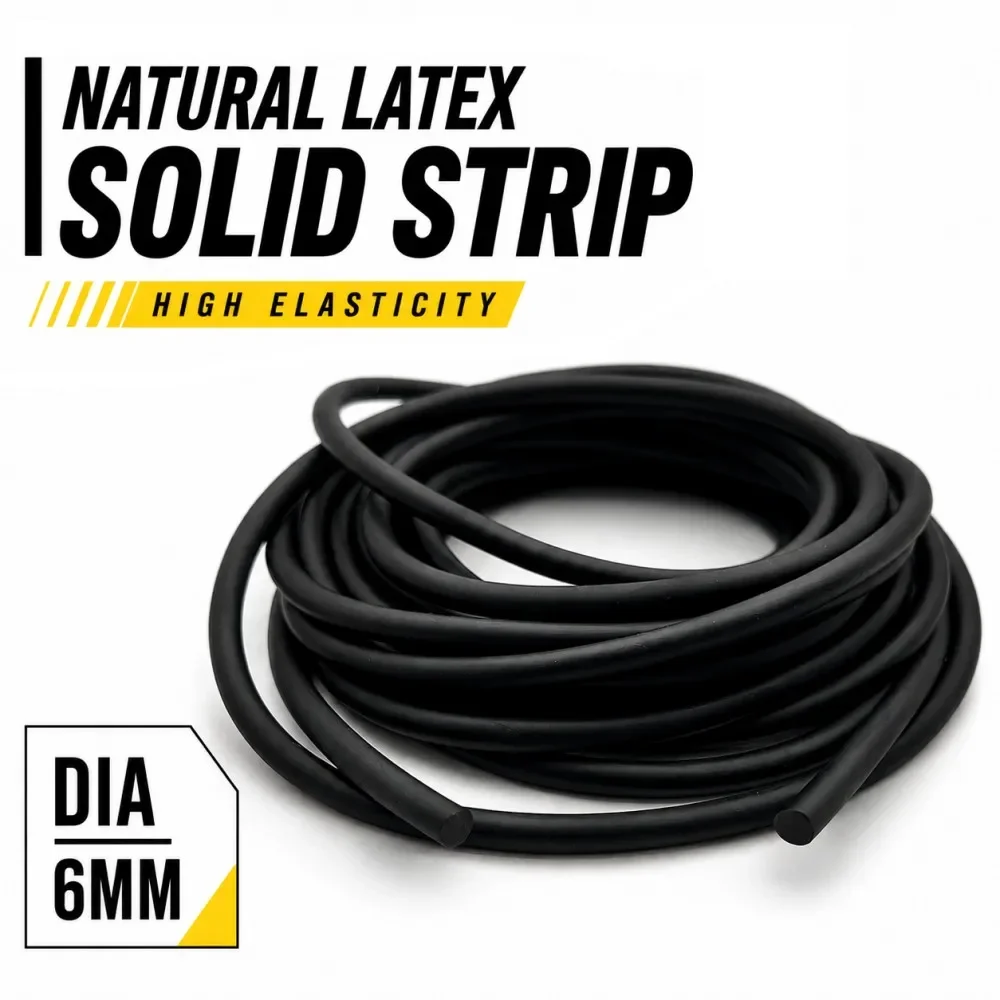 Diameter 6mm Solid Black Natural Latex Strip High Temperature Resistance, Aging Resistance and Shock Absorption Sealant Strip
