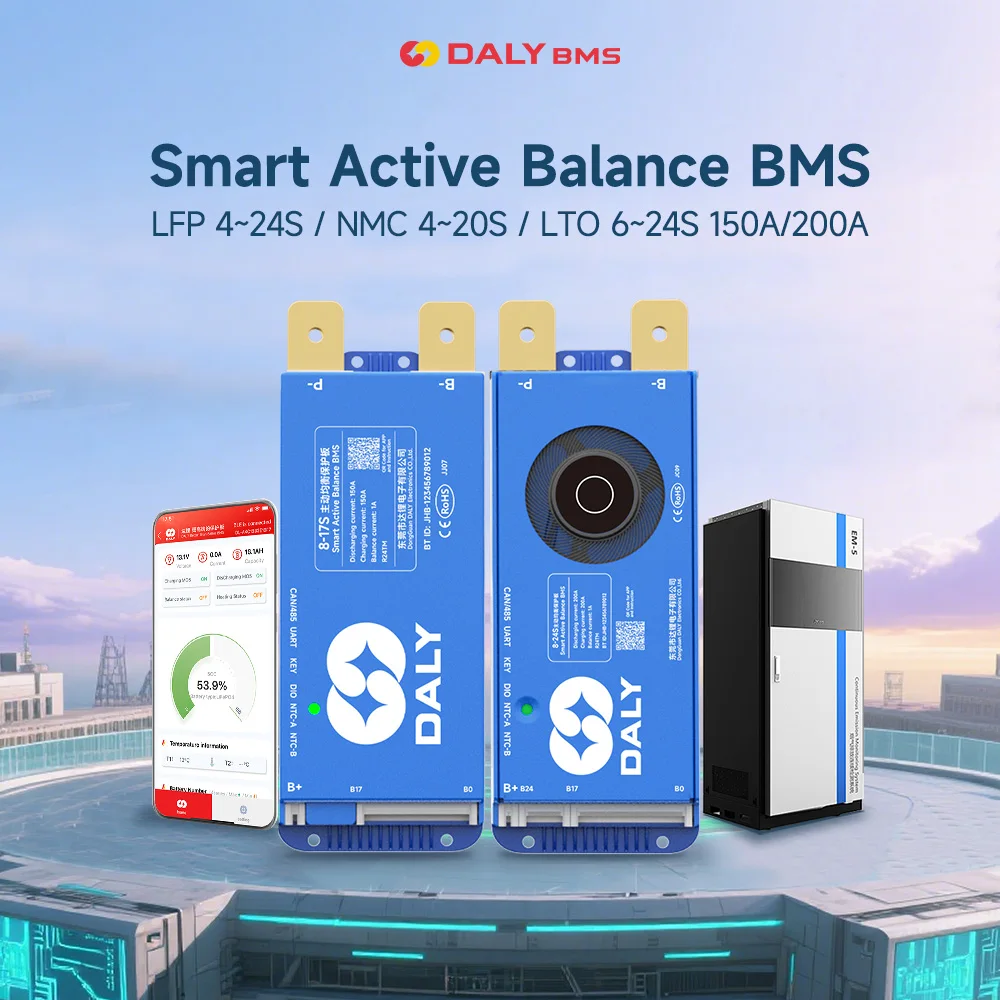 

DALYBMS 150A 200A DALY Bms 4-24S Smart BMS 8S 24V Active Balance 1A bms for lifepo4 lithium ion battery BMS RS485 CAN App BT