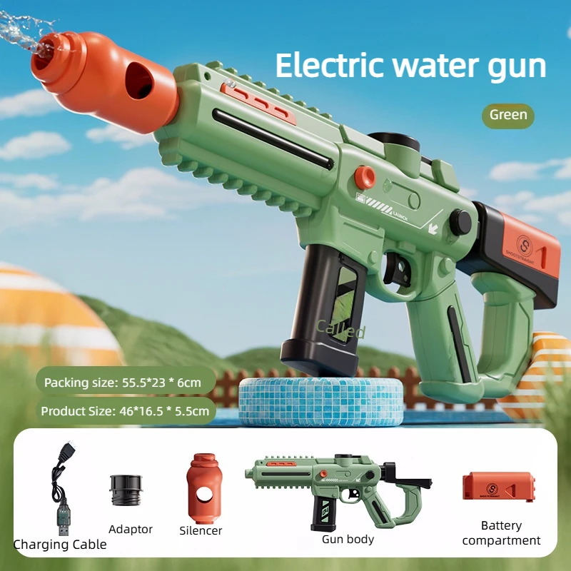 Pistola ad acqua elettrica a fuoco continuo Potente spruzzo d'acqua Laser Pistola giocattolo per bambini Bottiglia di connessione esterna Giocattolo straordinario estivo