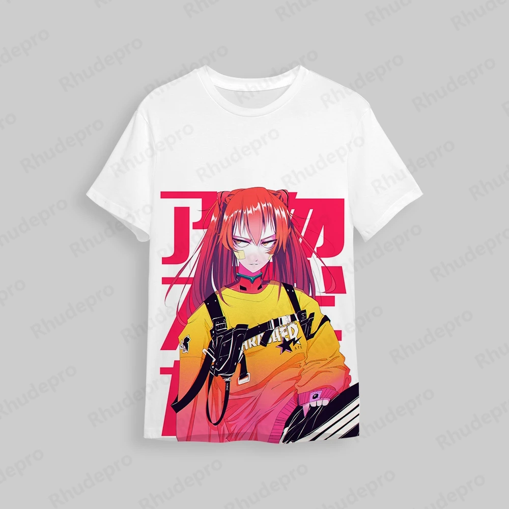 Camiseta masculina de manga curta Neon Genesis Evangelion, roupas Hip Hop, tendência infantil, estilo Harajuku, novo presente, roupa Y2k