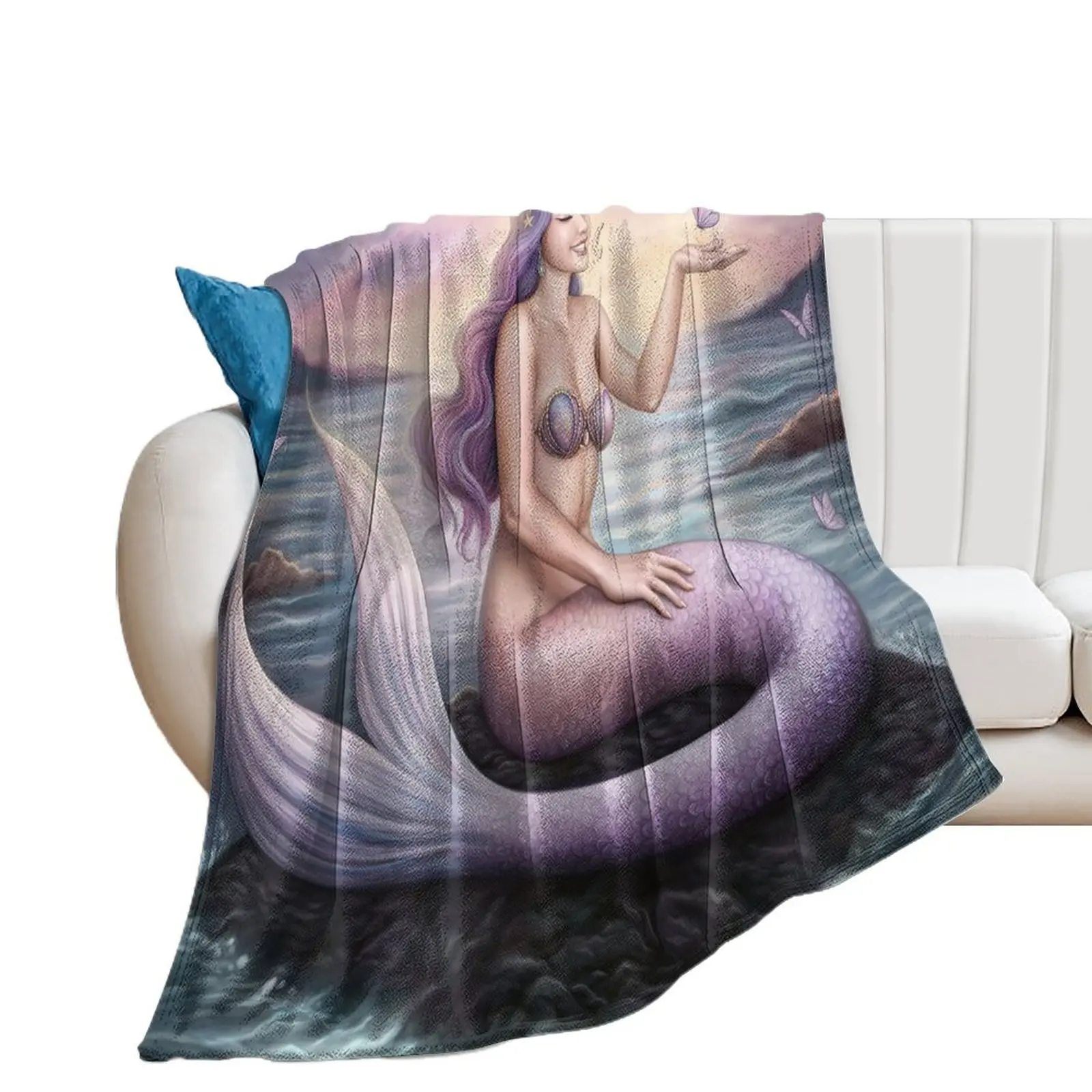 Amethyst Mermaid Throw Blanket Luxury Brand Decorative Sofas Hairy Giant Sofa Blankets