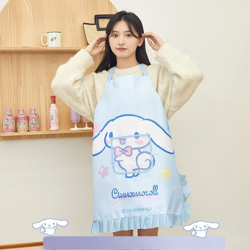 مريلة مينيسو سانريو أصلية كرتونية مقاومة للماء والزيت، خصر للطبخ في المطبخ، ملابس عمل لتقديم الطعام كولومي