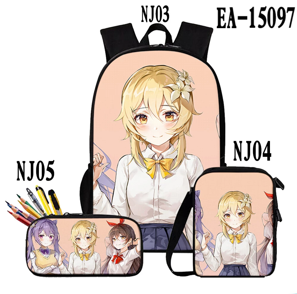 

Creative Game Genshin Impact 3pcs/Set 3D Print 3pcs/Set School Bags Laptop Daypack Backpack Inclined shoulder bag Pencil Case