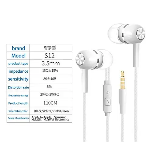 Wired Headset Earphone with Microphone Hands Free for Tablet PC Phone