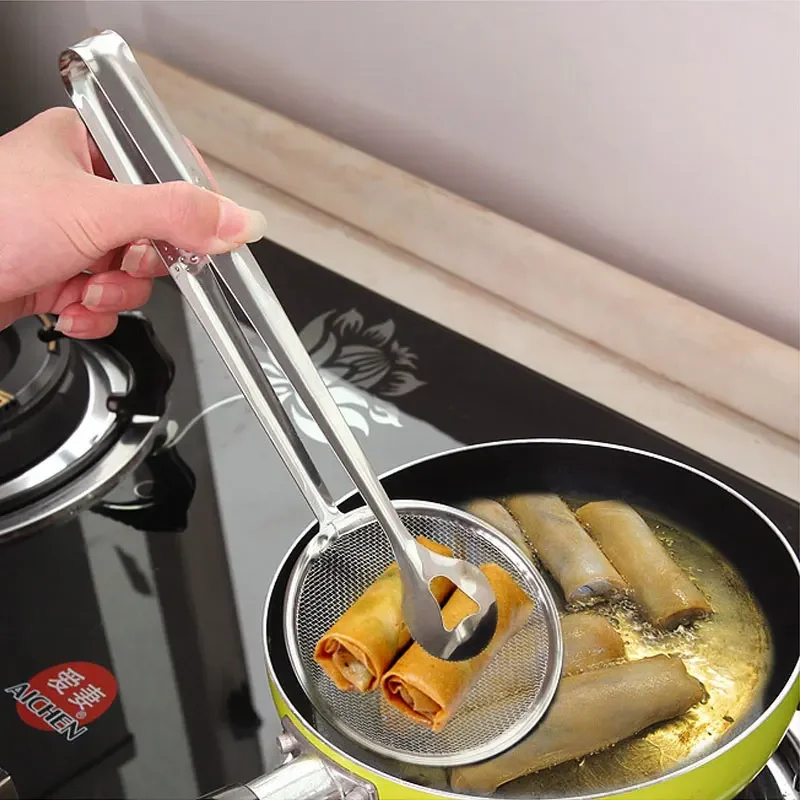 

Multifunctional Oil Frying Clamp Filter Stainless Steel Spoon Oil Drainer Vegetables Snack Fried Food Strainer Kitchen Tools
