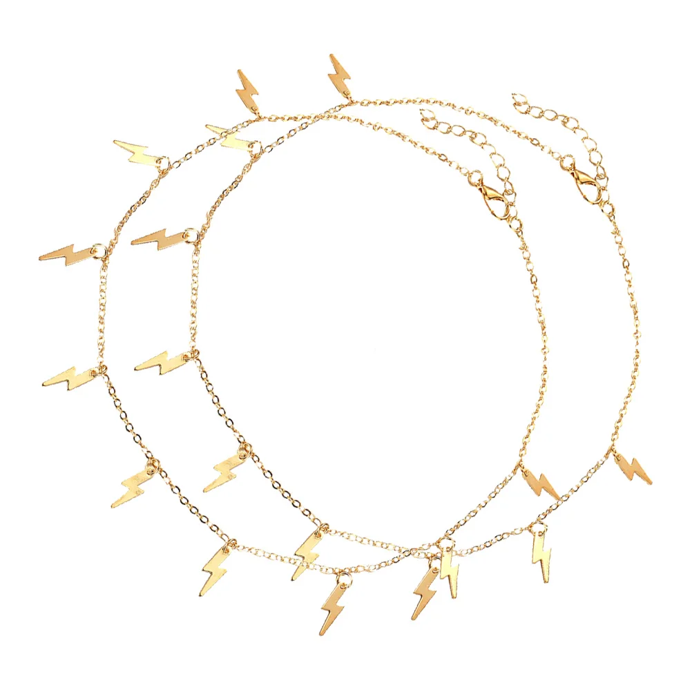 

2 Pcs Necklace Pendant Chain Women Choker Necklaces for European and Golden Jewelry Collar Woman